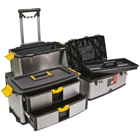Caisse à outils avec roulettes - acier inoxydable - 570 x 354 x 830 mm