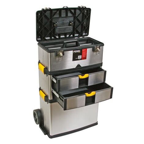 Caisse à outils avec roulettes - acier inoxydable - 570 x 354 x 830 mm