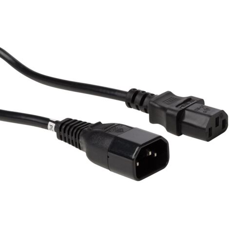 Perel Câble d'alimentation, H05VV-F 3G1, 1.8 m, 10 A/230 V, 2500 W, C14 vers C13, usage intérieur, PVC, noir (1/2)