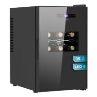 Cecotec Vinoteca Bolero GrandSommelier 1550 CoolCrystal. Cave à vin pour 15 bouteilles, température réglable from5-18ºC, refroidissement thermoélectrique, silencieux avec 35 dB, écran tactile et LED é