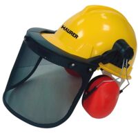 Casco Con Visera, Protector Facial De Rejilla y Protector Auditivo