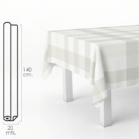 Rouleau de nappe cirée anti-taches 140 x 20 mètres. Carreaux beiges