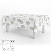 Mantel Hule Rectangular 140 x 250 cm. Circulos Beige