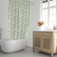 Rideau de douche feuilles vertes 180x200 cm. Étanche