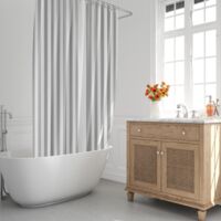 Cortina Ducha Rayas Blancas 180x200cm. Impermeable