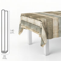 Mantel Hule Rollo 140 cm. x 20 metros. Tablones Madera