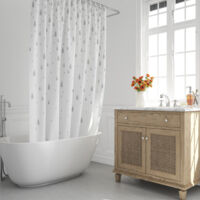 Cortina Ducha Gotas Gris 180x200cm. Impermeable