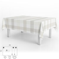 Mantel Hule Rectangular 140 x 250 cm. Cuadros Beige