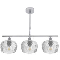 Lampe Stela 3xe14 chrome regx55x13 cm avec abat-jour en cristal taillé verre clair taillé