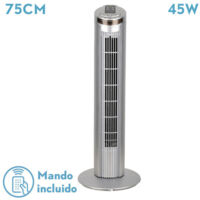 Ventilateur tour Orbigo Silver 45 W avec télécommande oscillante