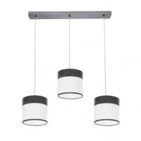 Cloe baguette 3xe27 Chrome/blanc-noir bois Regx60x16 cm