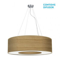 FABRILAMP Grand modèle de suspension Haïti 4Lights Chrome/Bois clair