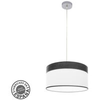 Cloe suspension 1xe27 chrome/blanc-noir bois regx40x40 cm