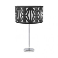 katerina lampe à poser haute 1xe27 chrome/bois noir 61x30x30 cm