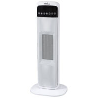 guadalupe vertical ceramic fan heater 2000w black/white 2powers oscillating anti-tip w/remote 62x21x15cm