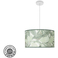 Lampe suspendue 2xe27 blanc/vert feuille regx40x40cm avec diffuseur