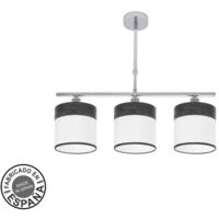 FABRILAMP Lampe Cloe 3xe14 Chrome/bois blanc Noir Regx55x14 cm
