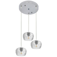 FABRILAMP Plafonnier Estela 3xe27 Chrome Regx36x36 Cm avec abat-jour en cristal clair coupé