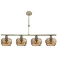 FABRILAMP Estela Lampe 4xe14 cuir Regx75x13 Cm avec abat-jour en cristal taillé Amber