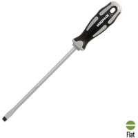 Tournevis plat embouti en acier S2, manche TPR bi-matière. Mesure 1,6 x Ø 8,0 x 200 mm. DIN5265
