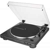 Tourne-disque automatique stéréo Bluetooth – Entraînement par courroie – 33 1/3 et 45 RPM – Plateau en aluminium noir – Caliber Audio Technology