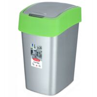 CURVER Flip Bin - Poubelle 50L à couvercle basculant - Pour Cuisine, Bureau, Salle de Bain - 29,4 x 37,6 x 65,3 cm - Gris / Vert