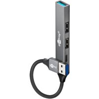 Slim 4-Port Hub USB, USB-A vers USB-C™/USB-A, 5 Gbit/s, USB-A mâle (USB 3.2) 1x USB-A femelle (USB 3.2), 1x USB-C™ femelle (USB 2.0), 2x USB-A femelles (USB 2.0).