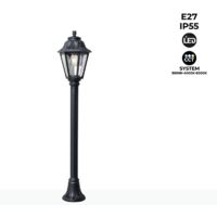 Lampadaire anna 1xe27 8,5w avec bouton poussoir cct (3 couleurs) ip55 h.110xd.22cm noir résine