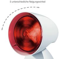 Beurer IL21 - Lampe infrarouge compacte de 150 W, 5 niveaux d'inclinaison pour soulager les douleurs musculaires et cervicales, améliore la couleur de la circulation sanguine blanco
