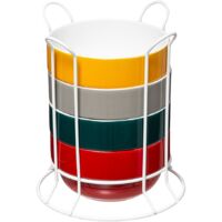 Bols à petit déjeuner sur support métallique, 500 ml, 4 pièces incluses