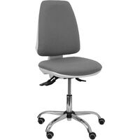 Modelo Elche blanca - Silla de oficina ergonómica con mecanismo asincro, regulable en altura y ruedas de parqué - Base cromada. Asiento y respaldo tapizados en tejido BALI color gris.