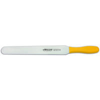 Spatule Arcos Couleur - Prof 299200 en acier inoxydable Nitrum et mango Lame ergonomique en polypropylène jaune avec lame de 30 cm, dans une vitrine.