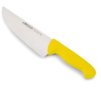 Couteau de boucherie Arcos Couleur - Prof 295900 en acier inoxydable Nitrum et mango polypropylène jaune ergonomique avec lame de 20 cm, vitrine.