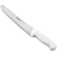 Couteau de boulanger Arcos Couleur - Prof 293224 en acier inoxydable Nitrum et mango polypropylène blanc ergonomique avec lame de 25 cm, vitrine.