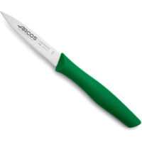 Couteau Mondador Arcos Nova Nova 188521 acier inoxydable Nitrum et mango Polypropylène, lame de 8,5 cm vert avec couvercle de lame et boîte de présentation.