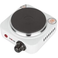 Cuisinière électrique 500W 1 plaque – 5 niveaux de puissance – Thermostat de sécurité – Diamètre 10 cm – Dimensions 13.5x13.5x7.5cm – Buck