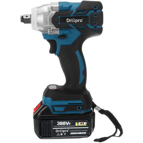 Drillpro Clé à Chocs sans fil Brushless 520N.M 18V 388VF 1/2''avec 2 batterie ZebraA