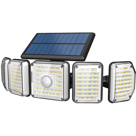 Projecteur solaire 2 têtes 100 LED détecteur de mouvement