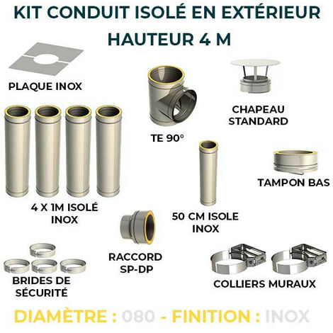 Kit tubage flexible isolé 8m Ø80 - 100 - 150mm