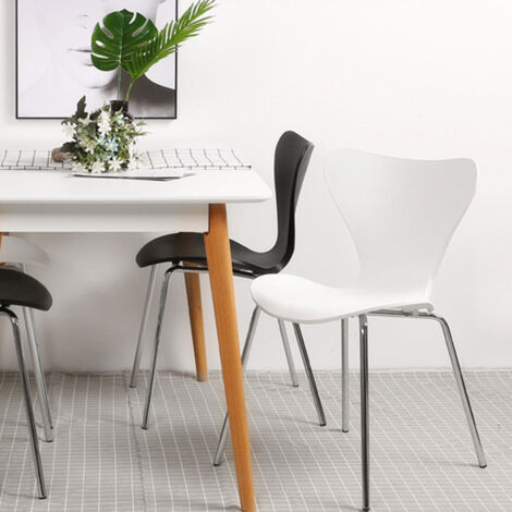 Kosmi – Chaise scandinave blanche – Pieds en métal chromés – Design épuré pour cuisine et salle à manger – Facile à nettoyer (1/5)