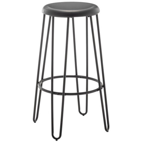 Tabouret haut style industriel – Métal noir mat – Pieds épingle (1/3)