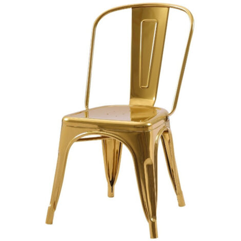 Chaise style industriel en métal couleur or - Finition brillant (1/5)