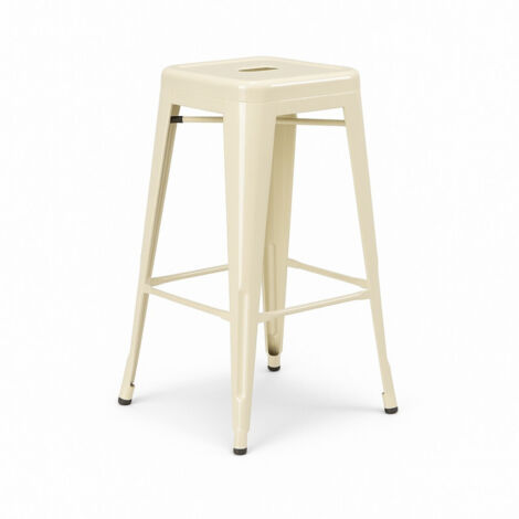 Tabouret design industriel – Métal beige brillant – Cuisine, bar, ilot central (1/4)