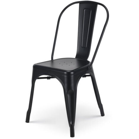 Lot de 4 chaises en métal noir mat - Style industriel