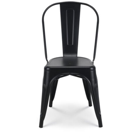 Lot de 4 chaises en métal noir mat - Style industriel