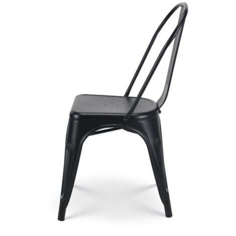 Lot de 4 chaises en métal noir mat - Style industriel
