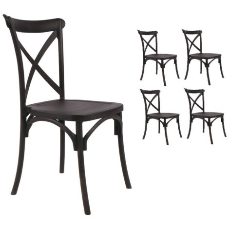 Kosmi – Lot de 4 chaises noires empilables en résine polypropylène – Confort optimal pour intérieur – Faciles à nettoyer – Design bistrot classique (1/5)