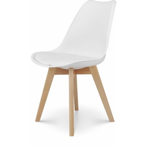 KOSMI - Lot de 4 Chaises Blanches Style scandinave modèle VICTOIRE