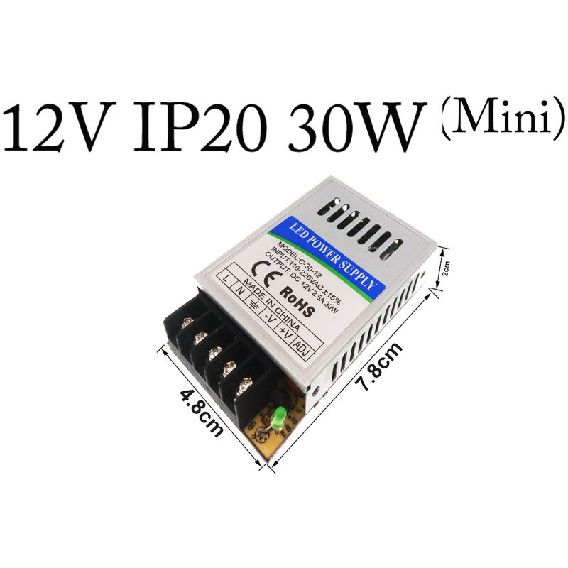 DC12V 30W IP20 Small Universal Regulated Switching Power Supply
