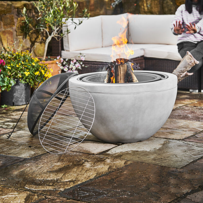Teamson Home Garden Large Wood Burning Fire Pit, Outdoor Furniture